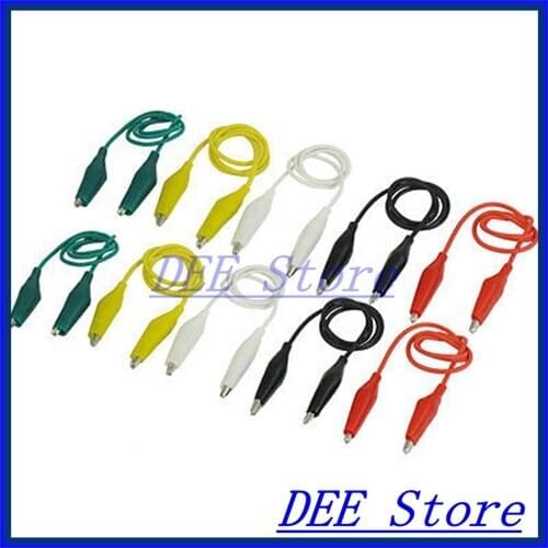 10pcs Alligator Crocodile Clips Jumper Probe Test Lead Assorted Color 1.4 Ft