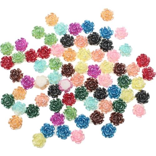 100pcs Kawaii Resin Flowers Flatback Cabochon Scrapbook Craft Clear Embellishments DiyDecor For Headwear Phone Nail Art Stickers