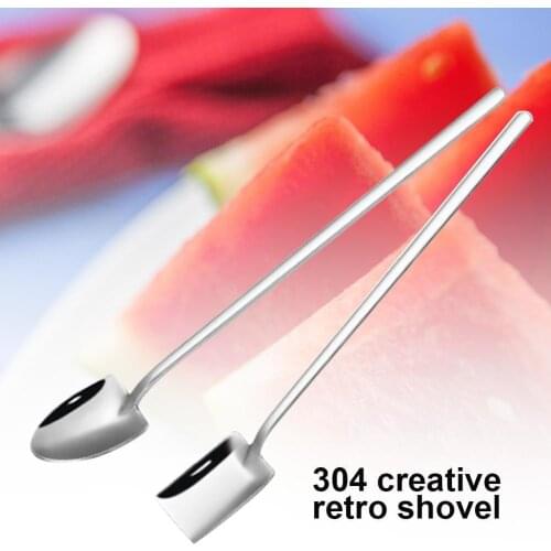 2Pcs Stainless Steel Shovel Coffee Dessert Fruit Watermelon Ice Cream Flat Spoon Tableware kitchen Accessories
