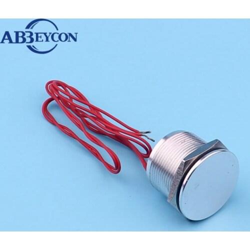 25mm 12V Natural Anodized IP68 SPST ON OFF Waterproof Flat Head Aluminium Latching Finger Touch Car Bike Wired Piezo Switch