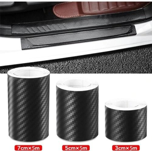 3/5M Carbon Film Car Door Protector Carbon Fiber Anti Scratch Scuff Tape 3D Matte Waterproof Automotive Wrap Film Self-Adhesive