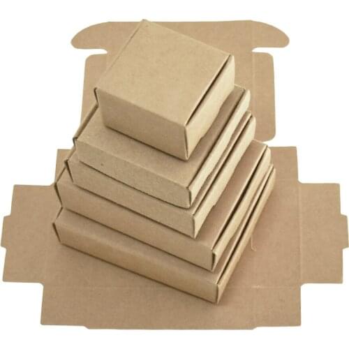 50pcs/lot Brown Small Kraft Paper Boxes Gift Packing Paperboard Box Wedding Party Candy Card Packaging Cardboard Box
