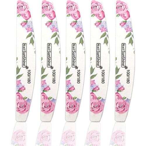 50pcs/set 100/180 Grit Nail Sanding File Buffing Block Double-Sided Half Moon UV Gel Polishing Pedicure Manicure Nail Salon Tool