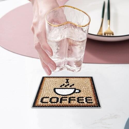 5D DIY Diamond Painting Mat Coaster Ceramics Insulation Cup Pad Handmade DIY Cartoon Picture Rhinestones Craft Home Decor Gift