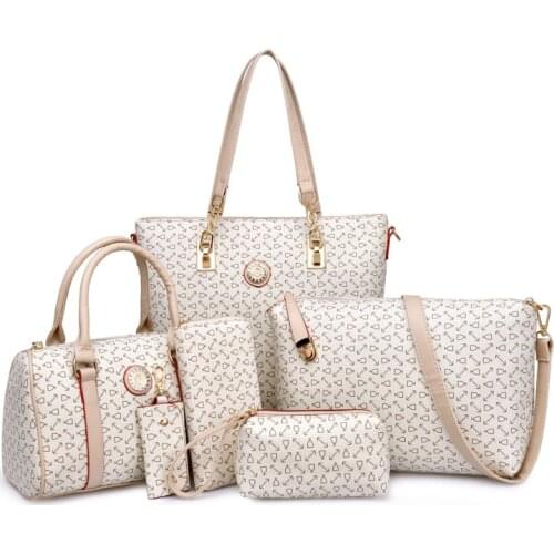 6pcs/set Women Fashion Hand Bag For 2021 PU Leather Purse Bags Shoulder Messenger Ladies Handbag Bolsa Feminina