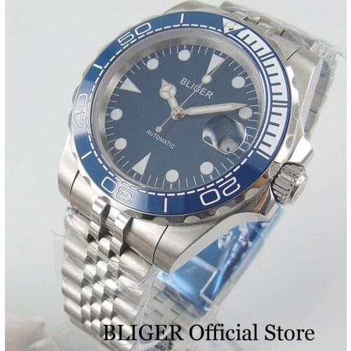 BLIGER NEW Arrival 40mm Automatic Men Watch Blue Dial Jubilee Strap MIYOTA Movement Sapphire Glass