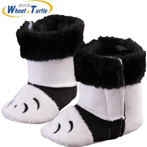 Mother Kids Baby Shoes Unisex Faux Fur Inner Booties Infant Baby Anti-silp First Walker Booties Panda Feet Pattern Infant Boot