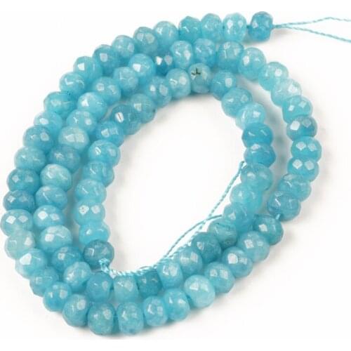 Natural Stone Blue Faceted Flat Jades Beads Round Loose Beads 2-4mm DIY Making Bracelet Necklace Jewelry Accessories