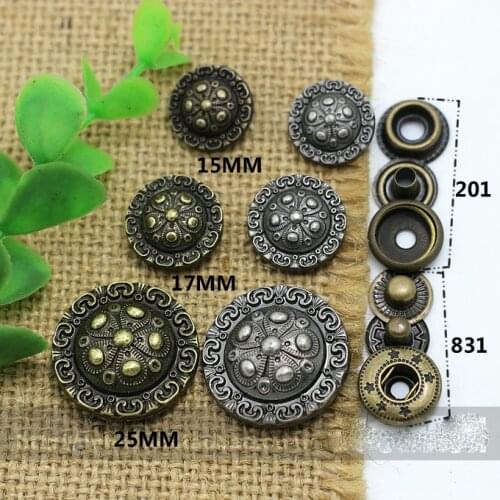 Flower pattern 3 size leather craft decorative snap button clothes sewing accessories 50pcs/lot