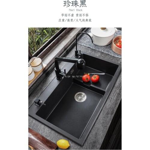 Quartz Stone Sink Kitchen Sink Sink Large Single Sink Set Granite Stepped Black