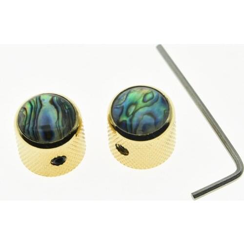 DOPRO 2x Set Screw Abalone Top Guitar Dome Knobs for Tele Telecaster Bass Knob