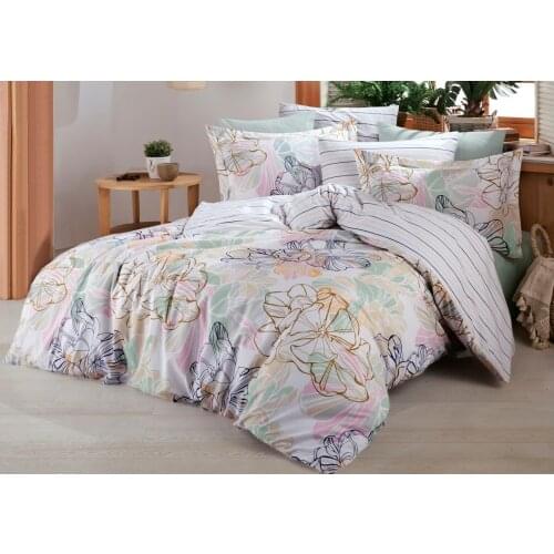 Clover Double Sided Ranforce Cotton Double Duvet Cover Set mint