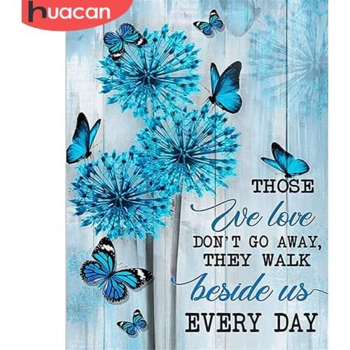 HUACAN 5D DIY Diamond Painting Butterfly Landscape Full Square Round Diamond Embroidery Lavender Mosaic Text Handmade Gift