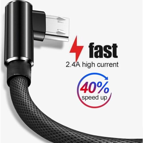 Oppselve 90 Degree Micro USB Cable Fast Charging Charger Phone Data Cord Microusb Cable For Samsung Xiaomi Huawei Type C Cable