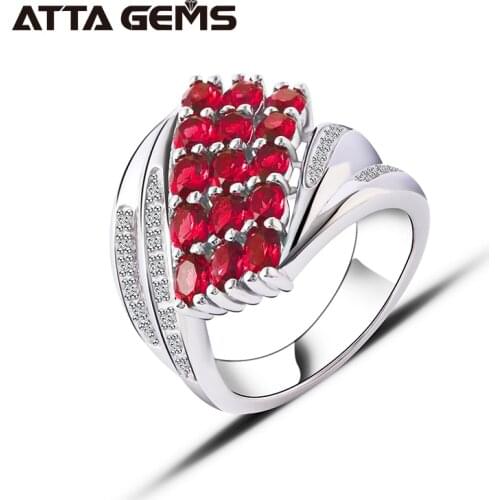 Red Ruby Sterling Silver Ring 3 Carats Created Ruby Gemstone Fine Jewelry All Clean Quality Womens Fine Jewelry For Wedding