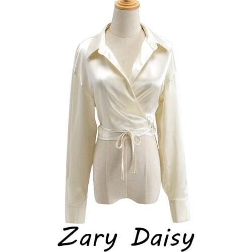 Zary Daisy cool style chiffon shirt silky Satin drape high end top loose European goods