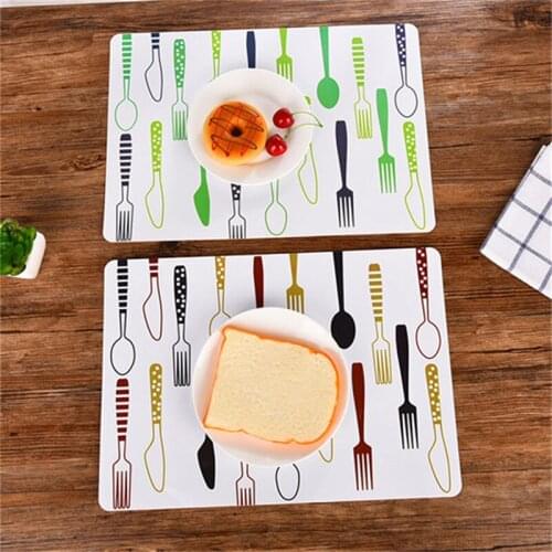 40*28cm Kitchen Accessories Printed Dining Table Mat PP Plastic Heat-insulated Tableware Non-Slip Placemat Waterproof Bowl Pads