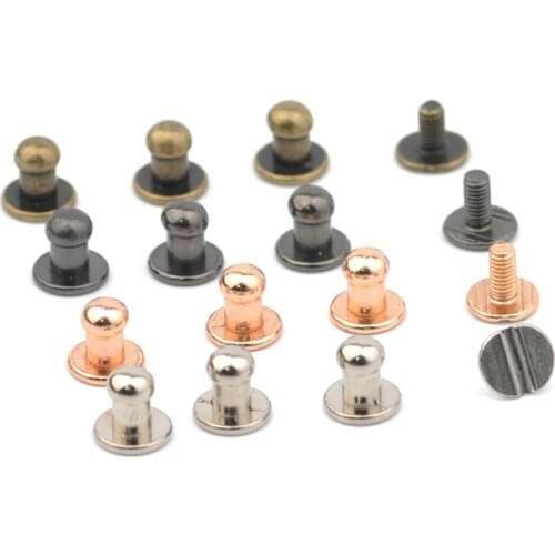 60sets/lot 5*8*8mm brass screw knob rivets handmade crafts for belt shoes watchband metal silver/black/bronze/gold ZD015