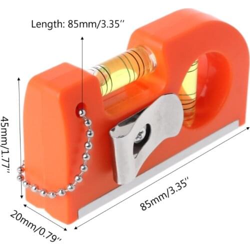 Mini Keychain Level Ruler with Magnet Base V Stripe Spirit Level Bubble Clamp 85*45*19.5mm