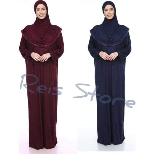 Muslim Full Cover Prayer Abaya Dress Islamic Traditional Cotton Turkey Female Thin Awe One 1 Piece Hijab Ramadan Solid Color