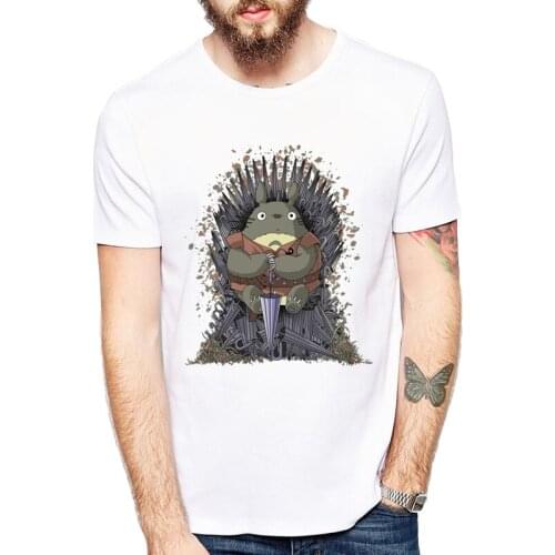 Newest Power throne Print T-shirt summer fashion cartoon Totoro t-shirt mens short-sleeved T-shirt design umbrella Totoro tops