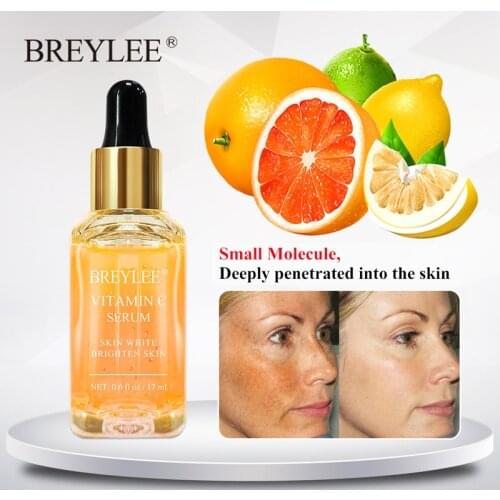 BREYLEE Vitamin c whitening serum brighten skin face skin care fade dark spots freckle 100% natural ingredients anti-aging serum