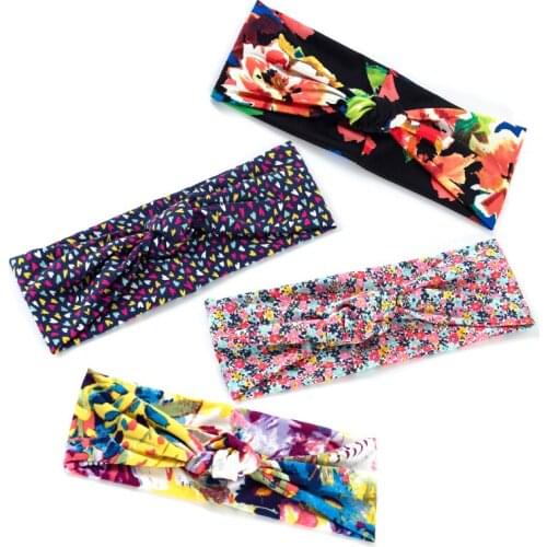 Fashion Floral Cross Headband For Women Outdoor Camouflage Stars Flat Hair Boho Elastic Non-Slip Turban Headwraps