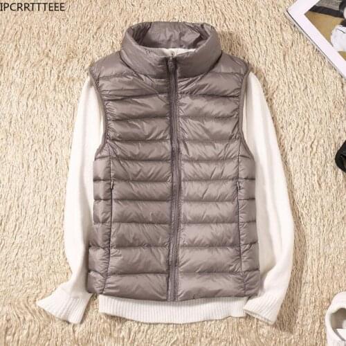 2021 Spring Autumn Ultra Thin Down Jacket Light Warm Waistcoat Female Sleeveless Jacket Vest Lining Woman Winter Coat