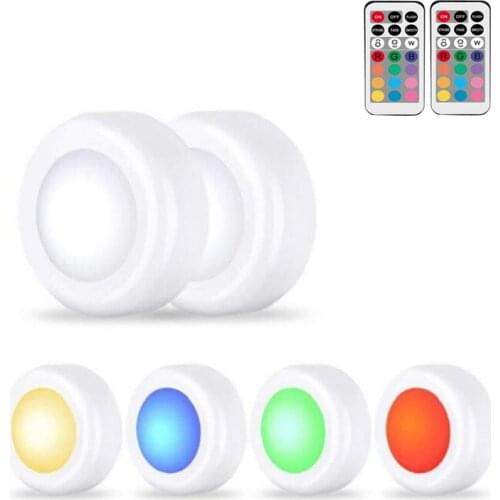 RGB 12 Colors LED Under Cabinet Light Dimmable Touch Sensor LED Puck Lights Night Lamp For Cupboard Close Wardrobe Stair Hallway
