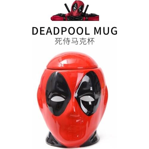Marvel series creative large-capacity anime character Deadpool mug with lid 3D ceramic water cup personalized birthday gifts