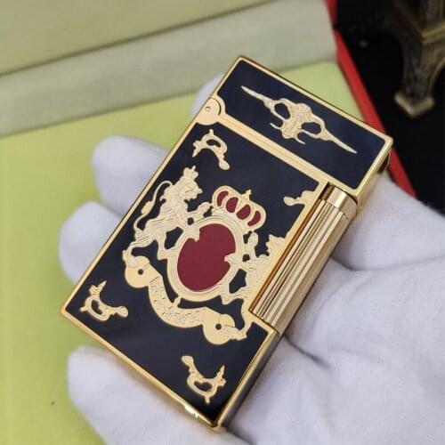 100% new vintage dupont gas lighter gas cigarette lighter polished jet gasoline flint lighter metal gas lighter