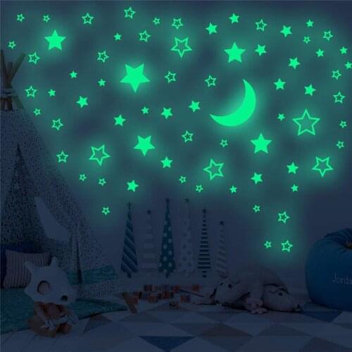Vacclo Luminous Hollow Stars and Moon Childrens Room Decoration Stickers Glow in The Dark Living Room Bedroom Wall Decoratios