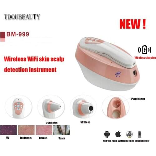 TDOUBEAUTY BM-999 Wireless WI-FI Skin&Scalp Auto Analyzer Skin Cream For Cuts & Burns Skin Wireless Charging Technology (Pink)