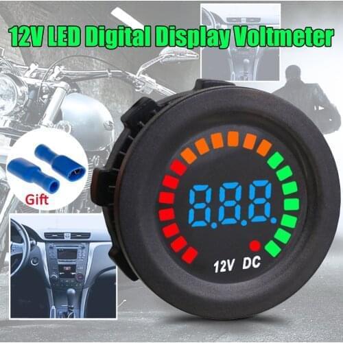 High Quality DC 12V Car Motorcycle Waterproof Color Screen LED Digital Panel Voltmeter For Motorcycles Buses Ship