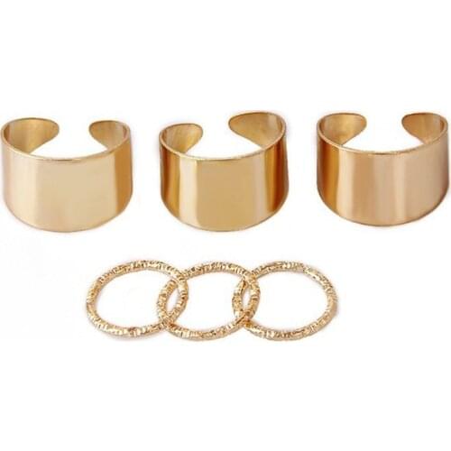 2020 South Korea Jewelry Lord Sun Kong Hyo Jin Six Piece Set Opening Ring Fashion Alloy Punk Ring For Women Lovers' Gift