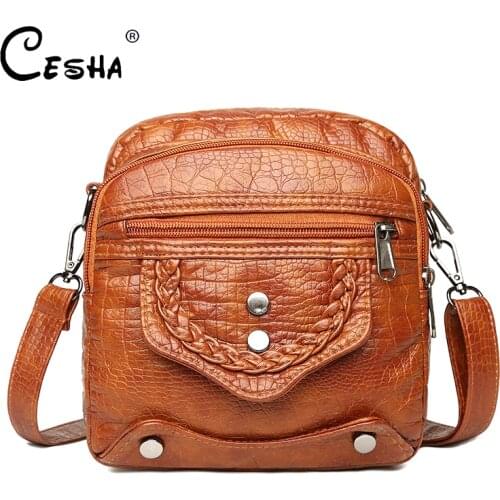 Women Vintage Leather Crossbody Travel Bag Durable Leather Female Shoulder Shopping Bag High Quality Girls Casual Zipper Bags