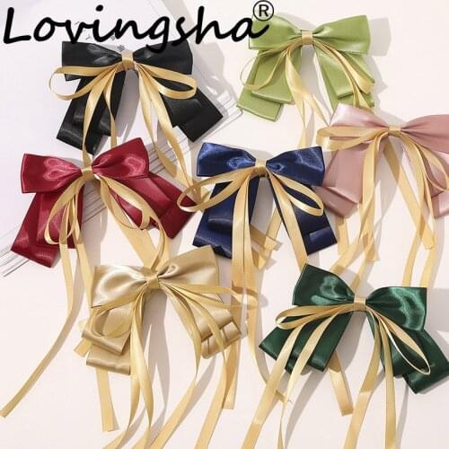 LOVINGSHA Women Girl Hair Accessories Hair Bow Ties Hair Clips Satin Butterfly Bow Hairpin for Ladies Bowknot Hairpins FC258