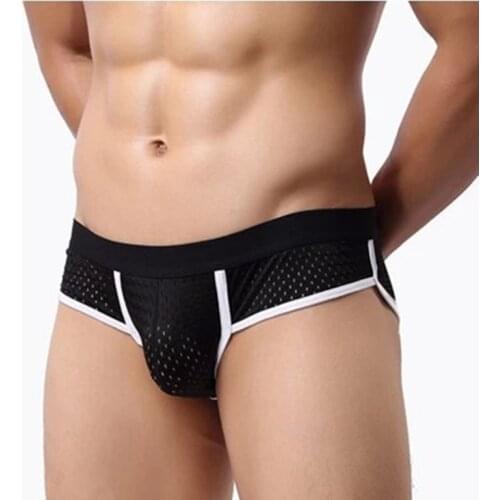 Men Low Waist Sexy Briefs Mesh Breathable Mens Underwear Tight Transparent Underwear Male Panties Ropa Interior Hombre