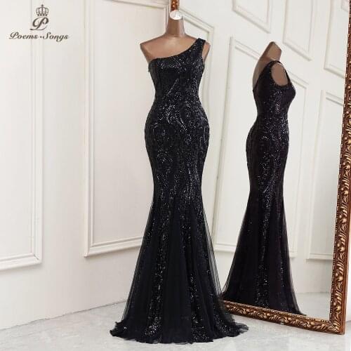 New mermaid evening dresses elegant one shoulder dresses for women party vestidos de fiesta robe de soiree de mariage