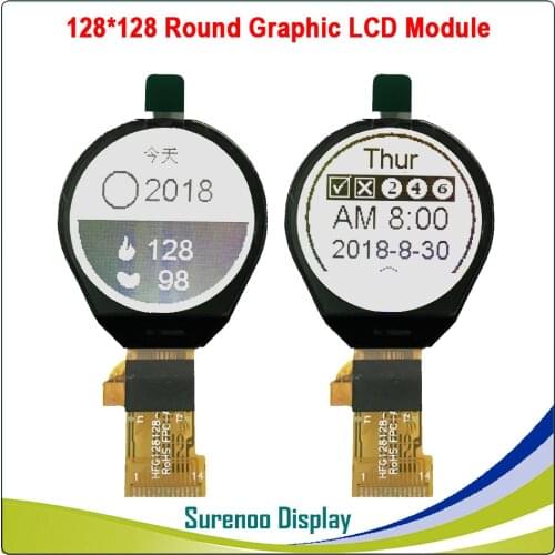 1.0" 128128 128*128 Round Graphic Serial SPI COG Matrix LCD Module Display Screen build-in IST7920 Controller