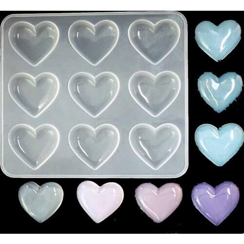 1=9pcs Love heart Silicone Mold jewelry making DIY tool UV epoxy resin molds Dried Flower Resin Decorative Crafts Accessories