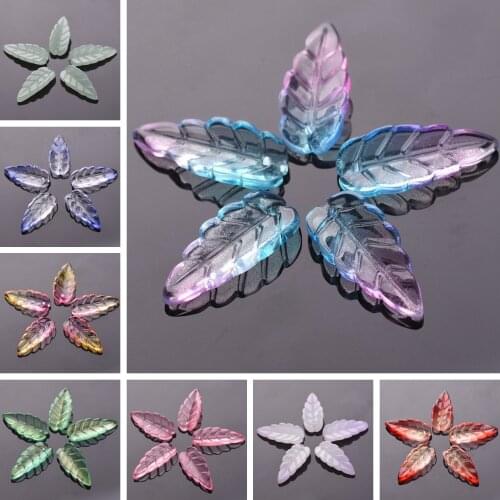 10pcs 24x10mm Leaf Shape Crystal Glass Loose Crafts Beads Top Drilled Pendants for Earring Jewelry Making DIY Crafts