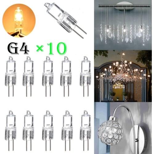 10pcs G4 Halogen Capsule Light Lamp Bulb High Bright Warm White Decoration Halogen Lamp 12V 5W 10W 20W 35W