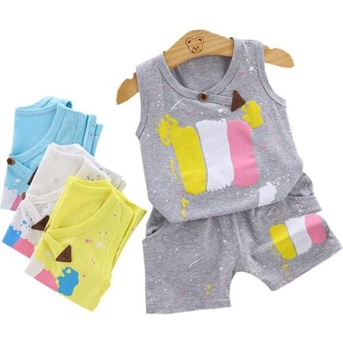 Children Summer Clothes Suit Kid Girl Print Cartoon Vest Shorts 2Pcs Baby Infant Coat Toddler Fashion Clothing 1 2 3 4 5 YEARS