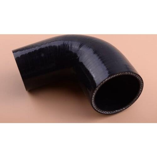 2" To 2.5" 90 Degree 4ply Reducer Elbow Silicone Hose Turbo Intake Intercooler Coupler Pipe Black Fit for Universal Car