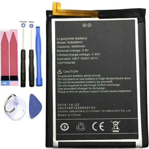 ISUNOO 426486HV Battery 4000mAh For Umi Plus E Smart Phone with tools