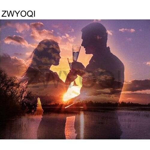 5DDIY Diamond embroidery Cross stitch love Full Round Diamond painting lovers Champagne Full Square Diamond mosaic Couple lovers