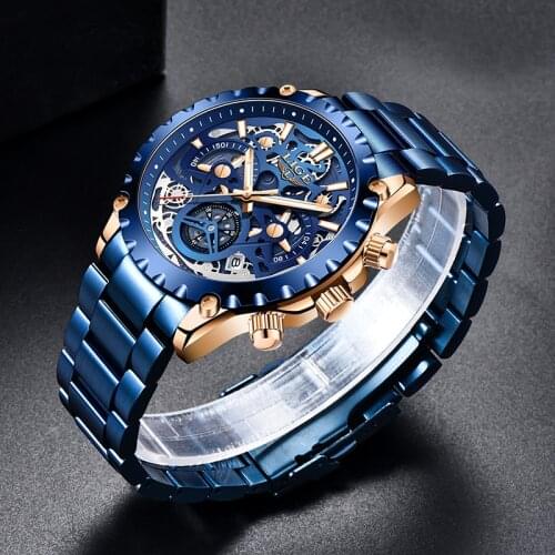 LIGE Watches Mens Top Brand Luxury Clock Casual Stainless Steel Hour Men Watch Sport Waterproof Quartz Chronograph Orologio Uomo