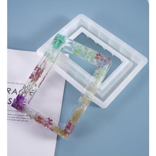 DIY Rectangle Photo Frame Pendulum Silicone Mold for Crystal Frame Mold Home Decoration Craft Resin Art Supplies