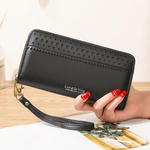 Women Luxury Leather Wallets Female Letters Long Large Capacity Purses Clutch Bag Ladies Wristband Multiple Card Slots Wallets